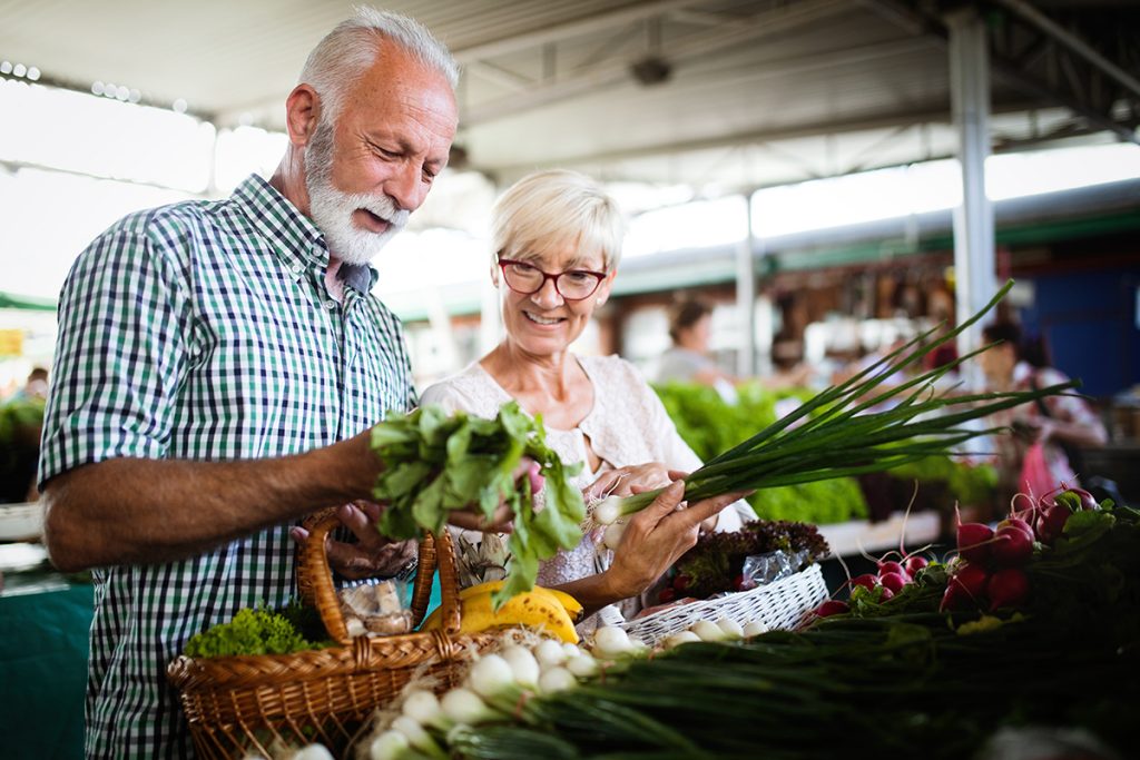 Couple shopping at a farmer's market