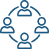 People icons connected in a circle to represent teamwork and collaboration.